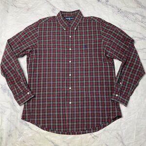 Ralph Lauren Custom Fit Button Down Shirt Men’s Size Large Check Red L/S